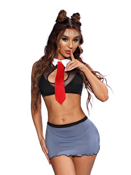 3pack mesh panel lettuce trim lingerie set d73a#, Black;red 
3pack mesh panel lettuce trim lingerie set d73a#, Black;red