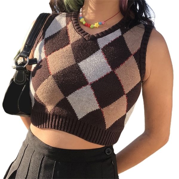 casual v neck vintage sweater vest women black sleeveless plaid knitted crop sweaters autumn winter female knitwear tees y201128, Black;white
casual v neck vintage sweater vest women black sleeveless plaid knitted crop sweaters autumn winter female knitwear tees y201128, Black;white