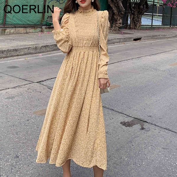 autumn korean womens long sleeve turtleneck floral chiffon dress high waist elastic waist pleated long vestidos mujer 210412, Black;gray
autumn korean womens long sleeve turtleneck floral chiffon dress high waist elastic waist pleated long vestidos mujer 210412, Black;gray