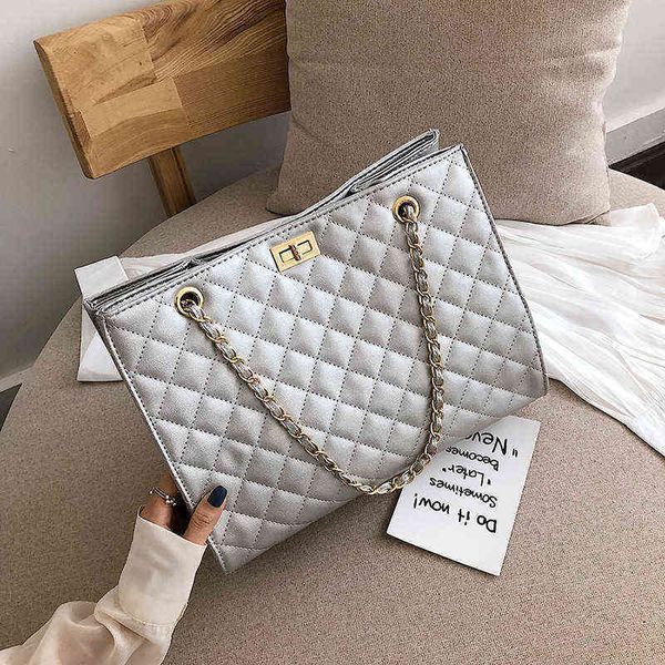 fashion silver plaid shoulder women's bag luxury leather shopper crossbody bag lattice messenger handbag lady big chain tote bag g22042
fashion silver plaid shoulder women's bag luxury leather shopper crossbody bag lattice messenger handbag lady big chain tote bag g22042