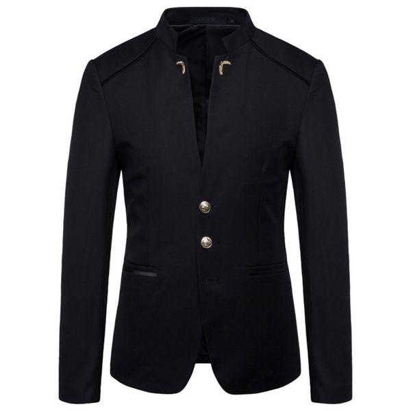 spring men's fashion button decorative blazer coat chinese style slim fit stand collar solid color suit jacket 220504, White;black
spring men's fashion button decorative blazer coat chinese style slim fit stand collar solid color suit jacket 220504, White;black
