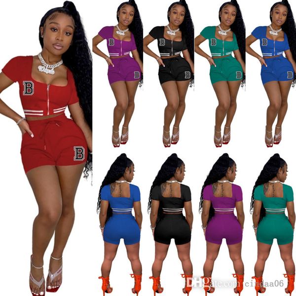 2022 designer womens summer basaball tracksuits zipper letter print two piece shorts set casual outfits, Gray
2022 designer womens summer basaball tracksuits zipper letter print two piece shorts set casual outfits, Gray