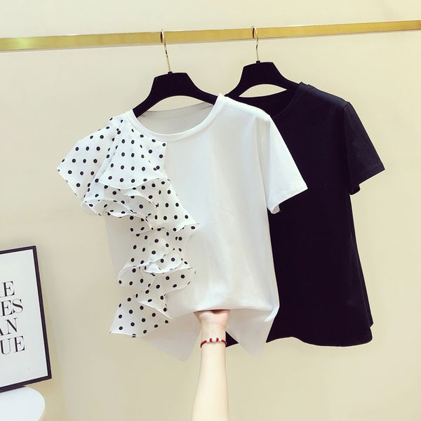 polka dot ruffled t-shirt female stitching 2022 summer new short-sleeved korean t-shirts irregular loose 0613, White
polka dot ruffled t-shirt female stitching 2022 summer new short-sleeved korean t-shirts irregular loose 0613, White