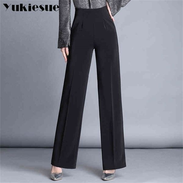 wide leg pants capris women summer spring ol formal loose casual pants womens trousers female plus size pantalon femme 210412, Black;white 
wide leg pants capris women summer spring ol formal loose casual pants womens trousers female plus size pantalon femme 210412, Black;white