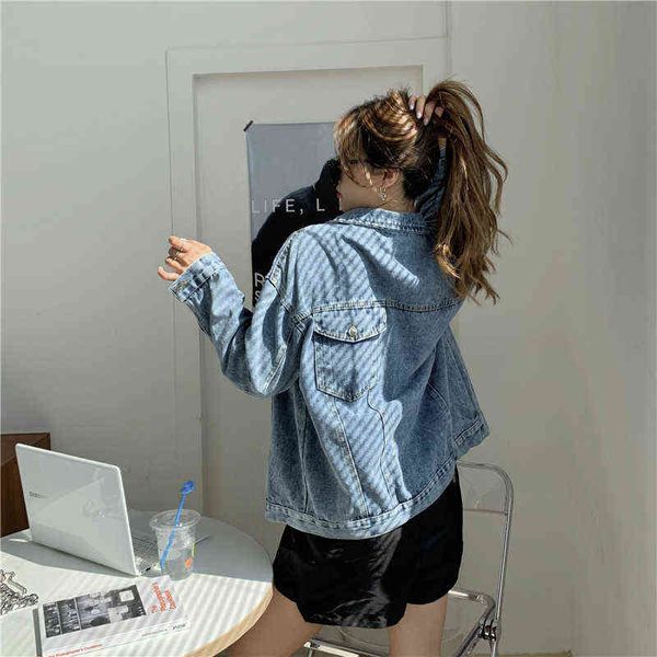 new women's casual loose denim jacket single-breasted lapel pocket coat l220714, Black;brown
new women's casual loose denim jacket single-breasted lapel pocket coat l220714, Black;brown