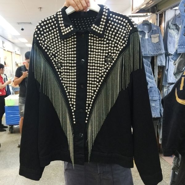 autumn fringed denim jacket female short loose diamond jacket korean bf style y200101, Black;brown
autumn fringed denim jacket female short loose diamond jacket korean bf style y200101, Black;brown