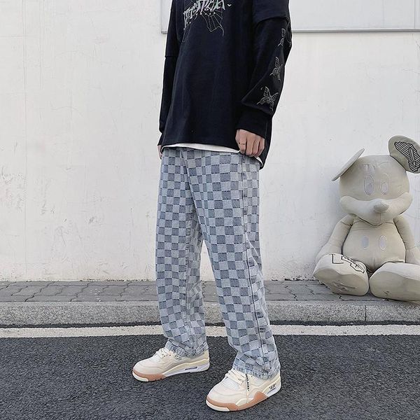 men's jeans plaid mens loose straight tube youth personality long pants streetwear denim clothing baggy hip hop chequer latticemen', Blue
men's jeans plaid mens loose straight tube youth personality long pants streetwear denim clothing baggy hip hop chequer latticemen', Blue