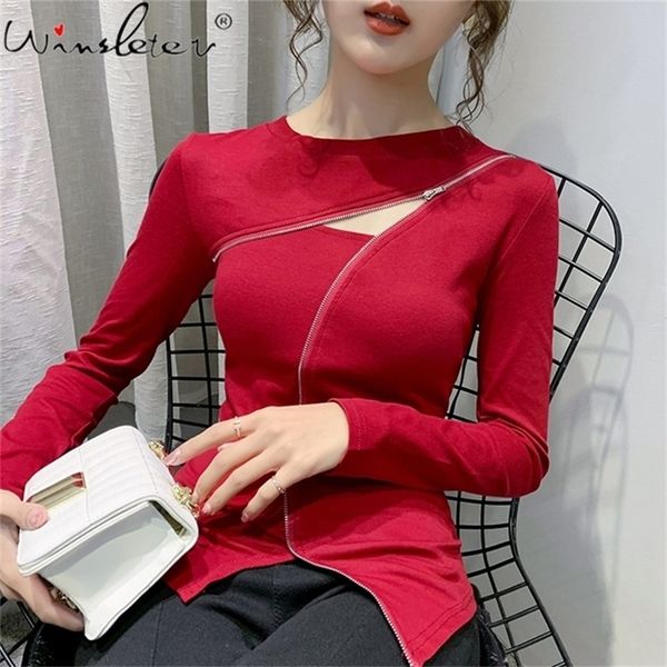 long sleeve basic t-shirt women spring/fall streetwear cut-out hollow out cotton tshirt girls tees with zip 210317, White
long sleeve basic t-shirt women spring/fall streetwear cut-out hollow out cotton tshirt girls tees with zip 210317, White
