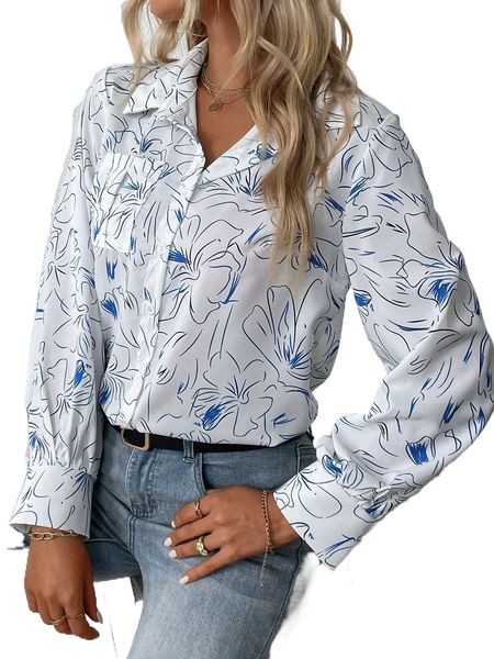 allover floral print button front shirt a0dn#, White
allover floral print button front shirt a0dn#, White