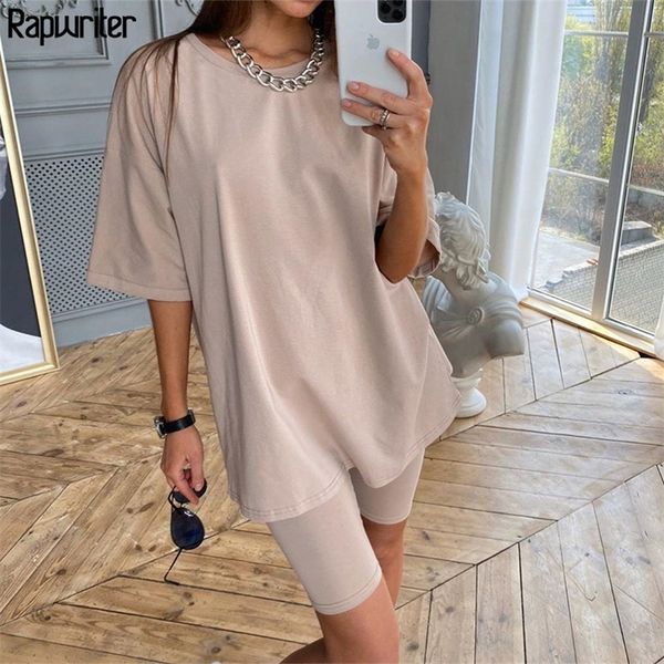 rapwriter solid summer oversized tshirt and shorts two piece set women slim shorts long tee shirt outfits femme biker track suit 210302, White
rapwriter solid summer oversized tshirt and shorts two piece set women slim shorts long tee shirt outfits femme biker track suit 210302, White
