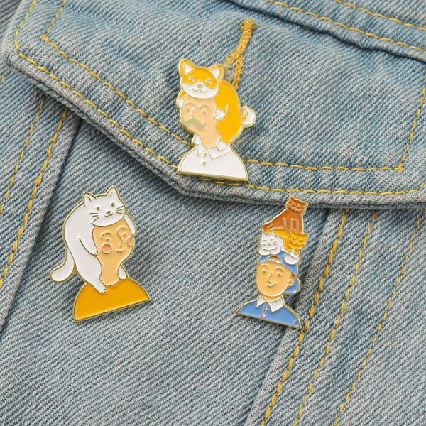 cartoon animal brooch pins 3pcs/set cute warm picture of cats and humans brooches for women enamel pin jewelry metal badges denim shirt bags, Gray
cartoon animal brooch pins 3pcs/set cute warm picture of cats and humans brooches for women enamel pin jewelry metal badges denim shirt bags, Gray