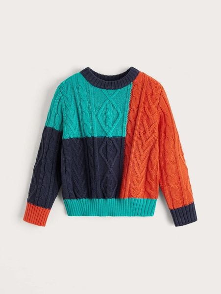 toddler boys cable knit colorblock sweater she02, Blue
toddler boys cable knit colorblock sweater she02, Blue