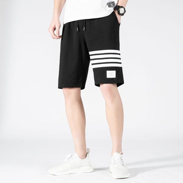 men's shorts summer trendy brand four-bar casual beach sports pants loose five-point, White;black
men's shorts summer trendy brand four-bar casual beach sports pants loose five-point, White;black