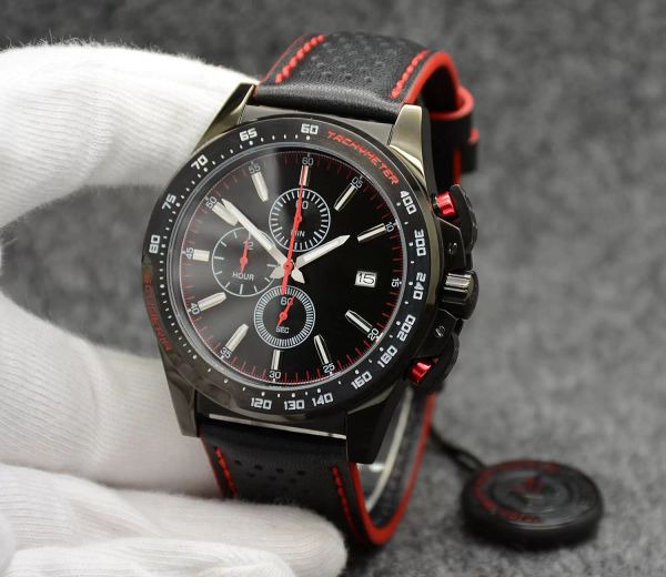 mens watch 47mm watches chronograph quartz japan movement black case blue dial leather rubber strap new model men wristwatches, Slivery;brown
mens watch 47mm watches chronograph quartz japan movement black case blue dial leather rubber strap new model men wristwatches, Slivery;brown