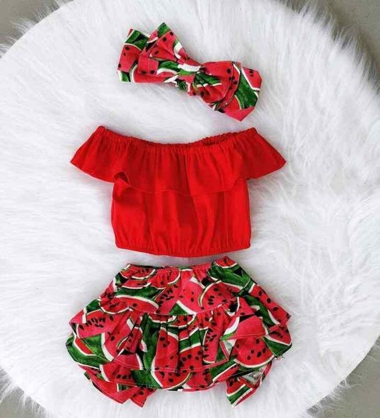 sweet toddler baby girl set kid straped ruffle red watermelon shorts headwear sunsuit clothes summer girls clothing 3pcs, White
sweet toddler baby girl set kid straped ruffle red watermelon shorts headwear sunsuit clothes summer girls clothing 3pcs, White