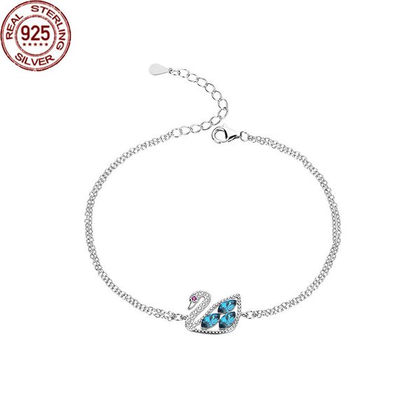 s925 sterling silver swan bracelet female austrian crystal diamond ins fashion simple qixi gift for girlfriend fine jewel, Black
s925 sterling silver swan bracelet female austrian crystal diamond ins fashion simple qixi gift for girlfriend fine jewel, Black