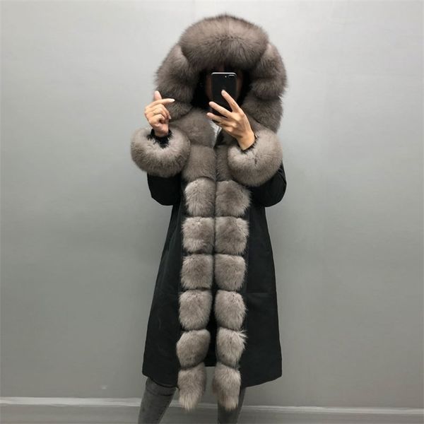 women's parka long coat collar hooded coat real rabbit fur lining winter warm jacket 201112, Black
women's parka long coat collar hooded coat real rabbit fur lining winter warm jacket 201112, Black