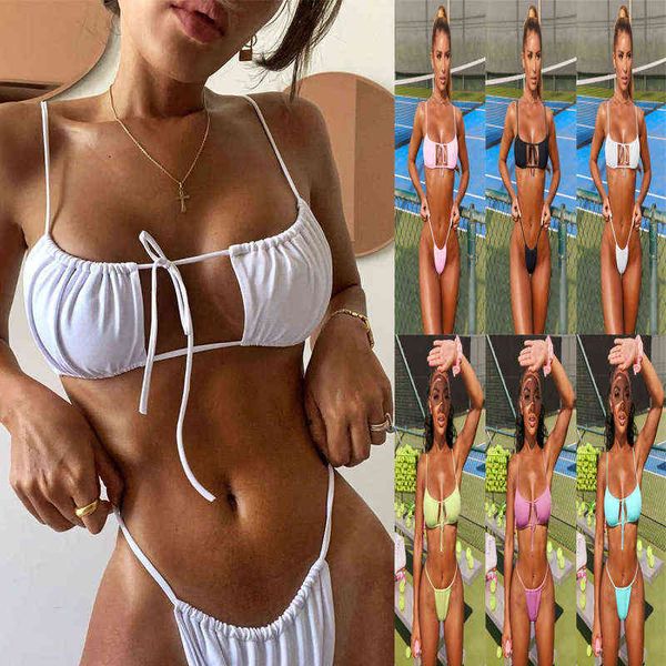 women's bikini split solid color swimsuit rope triangle swimsuit bikini, White;black
women's bikini split solid color swimsuit rope triangle swimsuit bikini, White;black