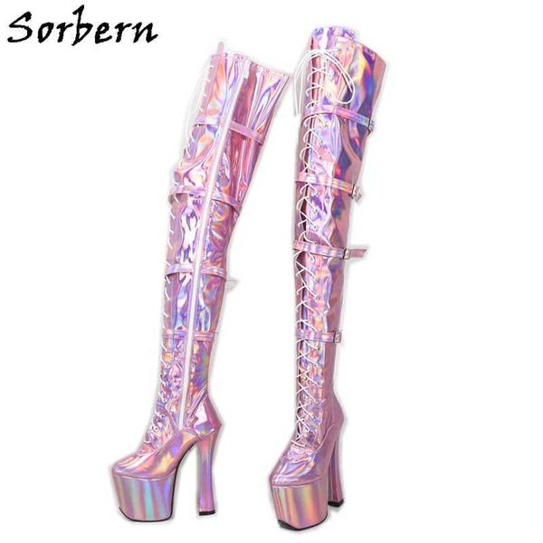 sorbern pink holographic boots women crotch thigh high 20cm extreme high heel chunky long boots custom thigh width shoes, Black
sorbern pink holographic boots women crotch thigh high 20cm extreme high heel chunky long boots custom thigh width shoes, Black