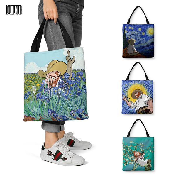 funny oil painting cartoon tote bag women van gogh star moon night creative retro casual shopper bag with zipper large capacity
funny oil painting cartoon tote bag women van gogh star moon night creative retro casual shopper bag with zipper large capacity