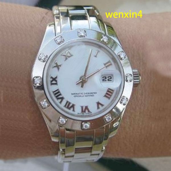 classic ladies watch luxury 36mm mechanical automatic stainless steel square diamond bezel rome, Slivery;brown
classic ladies watch luxury 36mm mechanical automatic stainless steel square diamond bezel rome, Slivery;brown