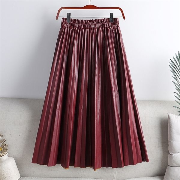 autumn winter women midi-calf pu leather elastic waist pleated skirts office ladies high a-line harajuku skirt ds288 220317, Black
autumn winter women midi-calf pu leather elastic waist pleated skirts office ladies high a-line harajuku skirt ds288 220317, Black