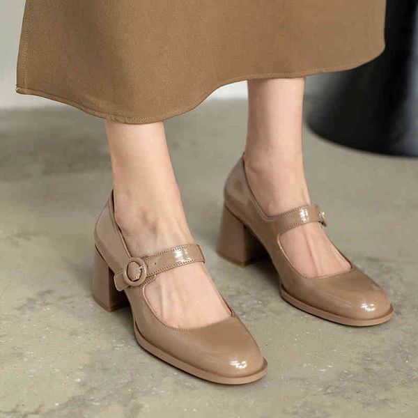 boots spring brown ankle strap mary jane shoes patent leather middle heel thick elegant french single women's suit, Black
boots spring brown ankle strap mary jane shoes patent leather middle heel thick elegant french single women's suit, Black