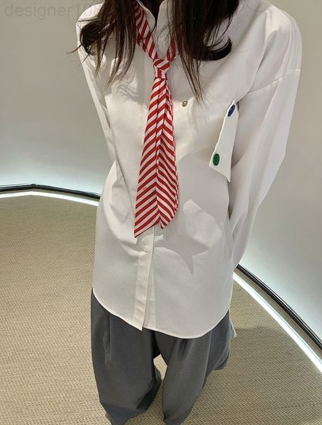 women's blouses & shirts designer 22 spring and summer new contrast red white striped tie decorative color snap pocket loose shirt nuh6
women's blouses & shirts designer 22 spring and summer new contrast red white striped tie decorative color snap pocket loose shirt nuh6