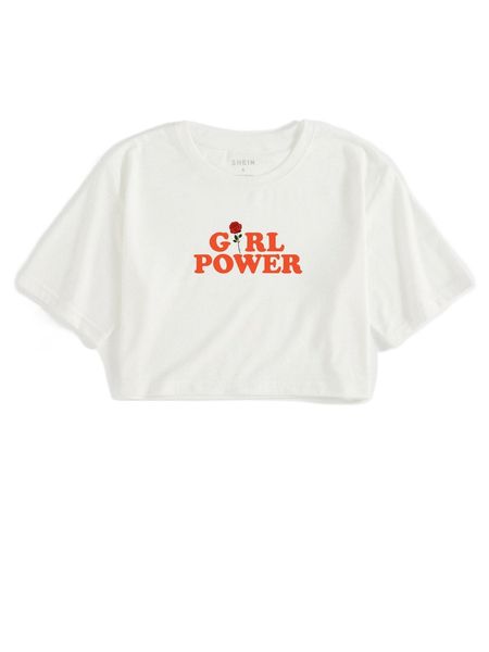 letter & floral print tee p2my#, White 
letter & floral print tee p2my#, White