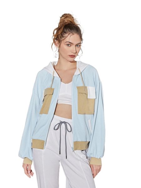 x zahra kazemy zip up pocket patched colorblock hoodie 672u#, Black
x zahra kazemy zip up pocket patched colorblock hoodie 672u#, Black