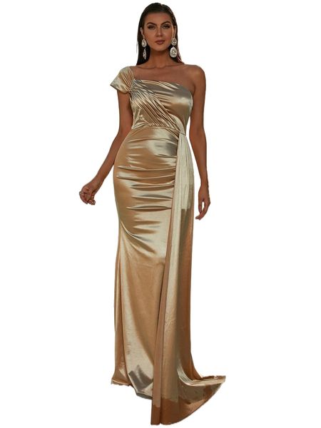 missord ruched one shoulder draped side mermaid hem satin formal dress 44gf#, Black;gray
missord ruched one shoulder draped side mermaid hem satin formal dress 44gf#, Black;gray