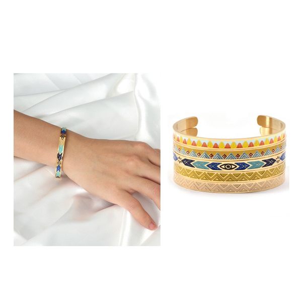 multicolor pattern enameled bangle bracelet personality 18k gold jewelry for women gift, Black
multicolor pattern enameled bangle bracelet personality 18k gold jewelry for women gift, Black