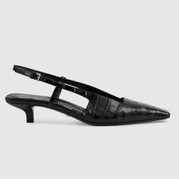 women ladies crocodile print pumps sandals designer luxury shoes slipper fashion vintage leather sole aria heel 4cm with box, Black
women ladies crocodile print pumps sandals designer luxury shoes slipper fashion vintage leather sole aria heel 4cm with box, Black