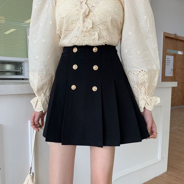 skirts spring high waist pleated women's a-line skirt female button charming ol street black apricot mini skirt
skirts spring high waist pleated women's a-line skirt female button charming ol street black apricot mini skirt