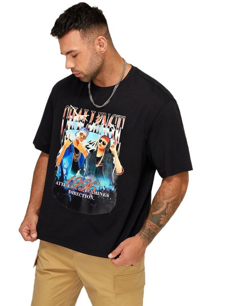 extended sizes men figure & slogan graphic tee i5ty#, White;black
extended sizes men figure & slogan graphic tee i5ty#, White;black