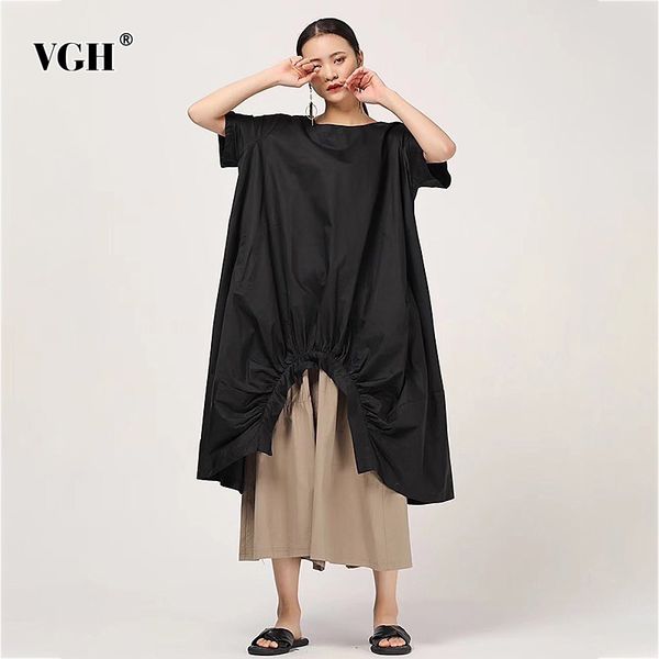 solid drawstring dress for women o neck short sleeve loose irregular hem casual black dresses female summer clothing 210507, Black;gray
solid drawstring dress for women o neck short sleeve loose irregular hem casual black dresses female summer clothing 210507, Black;gray