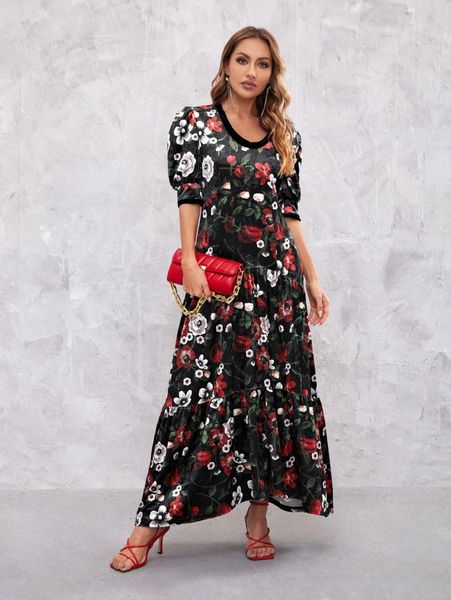 x palimpsest floral print puff sleeve ruffle hem dress m4iw#, Black;gray
x palimpsest floral print puff sleeve ruffle hem dress m4iw#, Black;gray