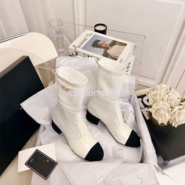 boots high end quality small fragrance boots short thick heels white high heels elastic martin women's, Black
boots high end quality small fragrance boots short thick heels white high heels elastic martin women's, Black