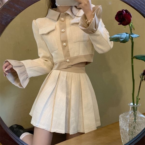 autumn french vintage two piece set women crop short jacket coat + pleated skirts sets high street fashion 2 piece suits 220514, White
autumn french vintage two piece set women crop short jacket coat + pleated skirts sets high street fashion 2 piece suits 220514, White