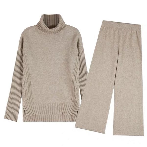 sweater set women winter knitted suits 2 piece set soild turtleneck sweater loose trousers office lady suit warm pullover lj201126, White
sweater set women winter knitted suits 2 piece set soild turtleneck sweater loose trousers office lady suit warm pullover lj201126, White