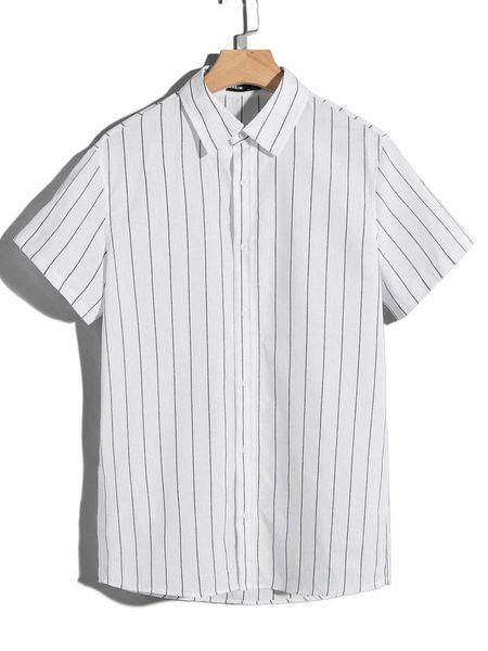 men pinstriped print shirt g3fk#, White;black
men pinstriped print shirt g3fk#, White;black