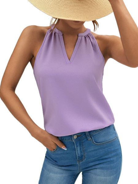 solid notched neck halter s0se#, White
solid notched neck halter s0se#, White