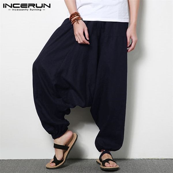 men's pants incerun streetwear harem hip hop drop crotch cotton joggers wide leg trousers chic loose pantalones hombre 220826, Black
men's pants incerun streetwear harem hip hop drop crotch cotton joggers wide leg trousers chic loose pantalones hombre 220826, Black