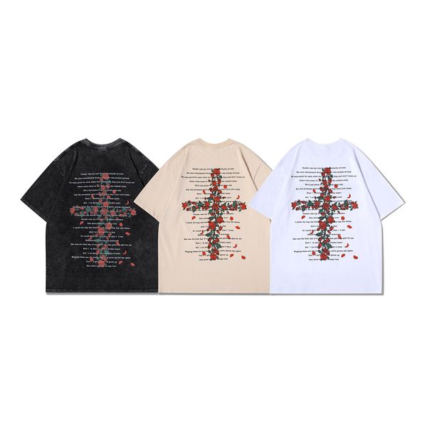 mens t-shirts new summer retro american crewneck shirts casual rose cross print short sleeves washed personality street style simple pullove, White;black
mens t-shirts new summer retro american crewneck shirts casual rose cross print short sleeves washed personality street style simple pullove, White;black