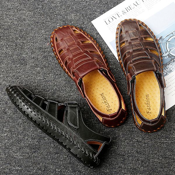 men sandals casual beach shoes summer sandals soft sole fashion men leather slippers men flip flops, Black
men sandals casual beach shoes summer sandals soft sole fashion men leather slippers men flip flops, Black