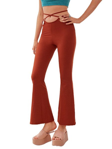 criss cross ring tie back flare leg pants x6yu#, Black;white
criss cross ring tie back flare leg pants x6yu#, Black;white