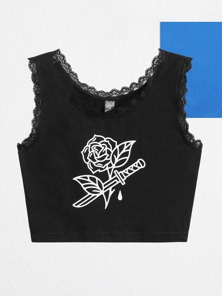 x liamashurst floral lace trim tank a2hq#, White
x liamashurst floral lace trim tank a2hq#, White