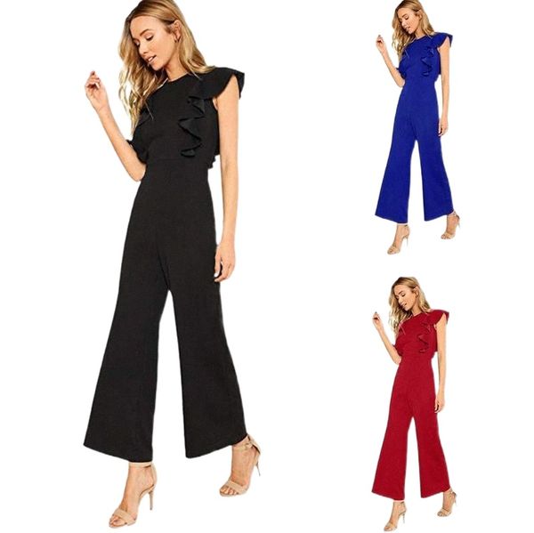women's jumpsuits & rompers clothes 2021 women casual sleeveless ruffles trim wide leg high waist long jumpsuit drop g6qd#, Black;white
women's jumpsuits & rompers clothes 2021 women casual sleeveless ruffles trim wide leg high waist long jumpsuit drop g6qd#, Black;white