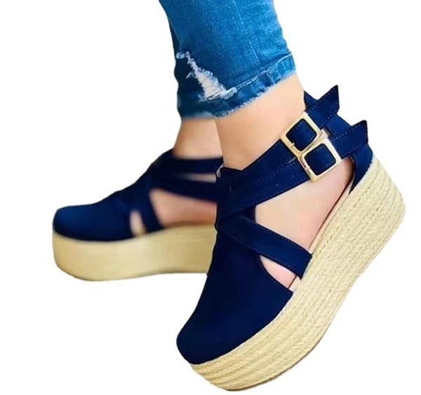 sandals women's vintage wedge shoes woman buckle strap straw thick bottom flats platform flock female summer, Black
sandals women's vintage wedge shoes woman buckle strap straw thick bottom flats platform flock female summer, Black