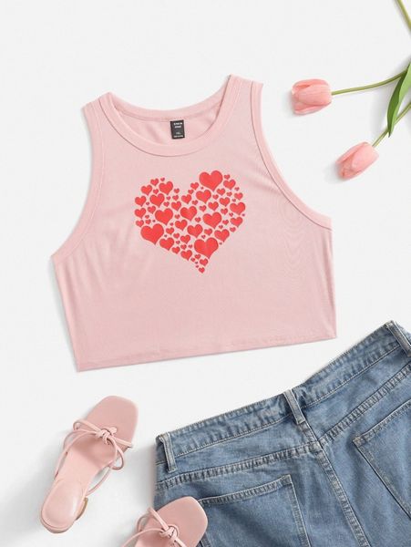 plus heart print tank q4pa#, Black
plus heart print tank q4pa#, Black